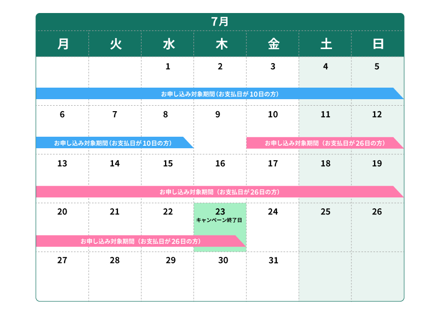 カレンダー7月 イメージ