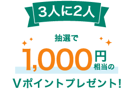 3人に2人抽選で1,000円相当のVポイントプレゼント！　イメージ