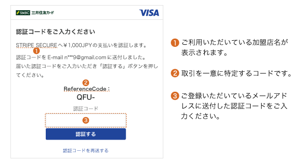 認証コード（ワンタイムパスワード）入力　イメージ
