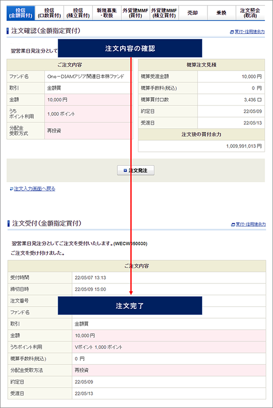 注文を完了する