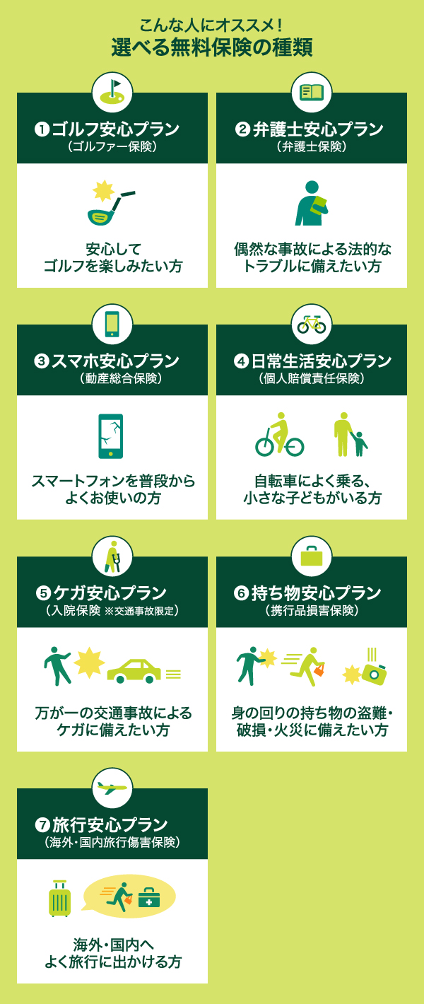 ライフスタイルに合わせて選べる！「選べる無料保険」の種類