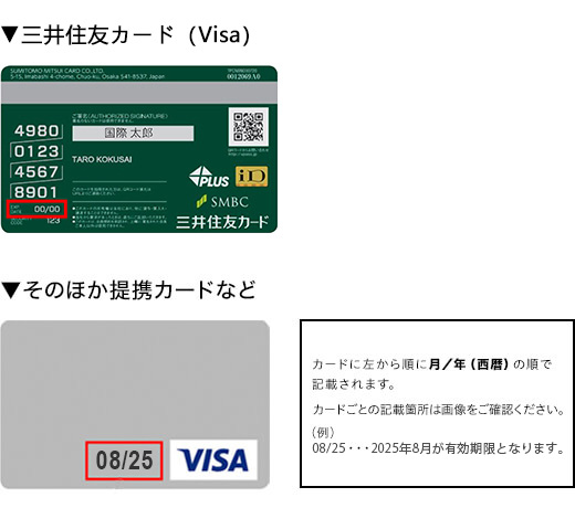 クレジットカードの券面で確認する場合