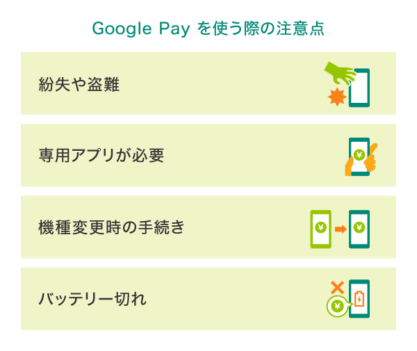  Google Pay を使う際の注意点