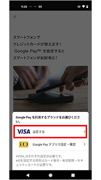 「VISAを設定する」が強調された画面