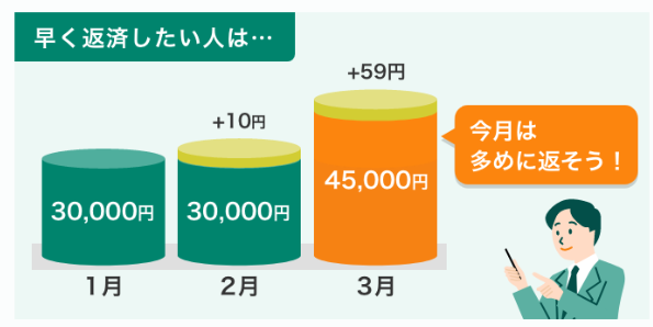 余裕がある月は、設定した金額よりも多く払うこともできます。