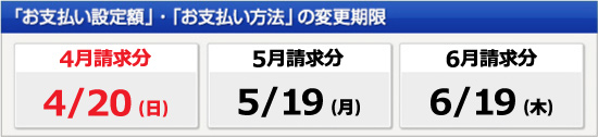 「お支払い設定額」・「お支払い方法」の変更期限