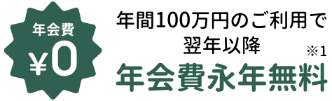 年間100万円のご利用で翌年以降年会費永年無料