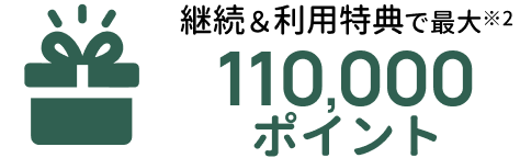 継続＆利用特典で最大110,000ポイント