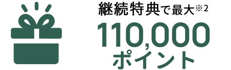 継続＆利用特典で最大110,000ポイント