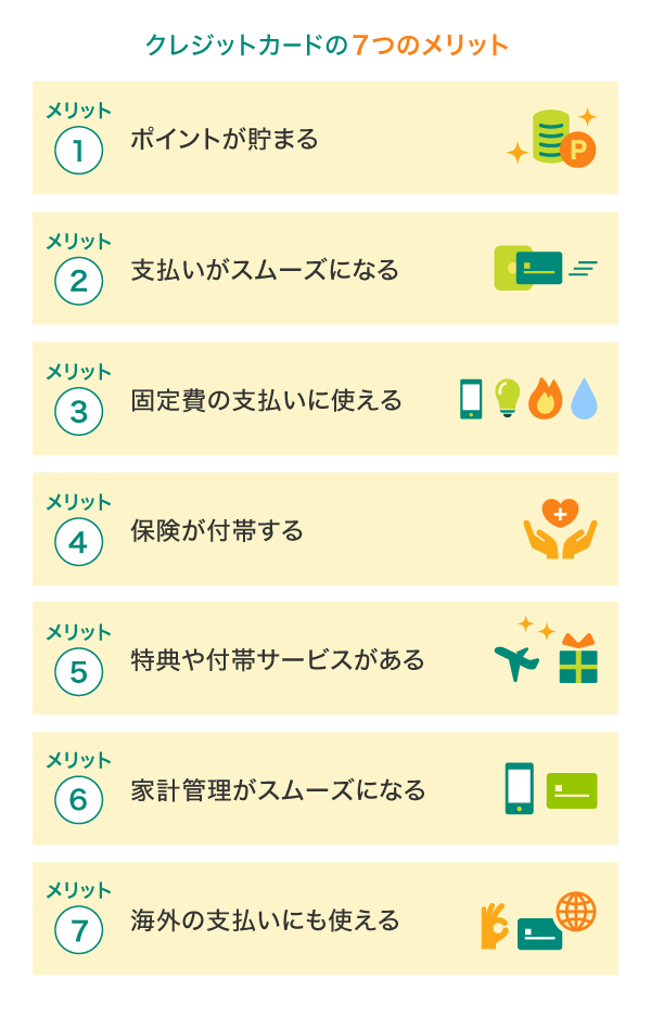 クレジットカードの7つのメリット