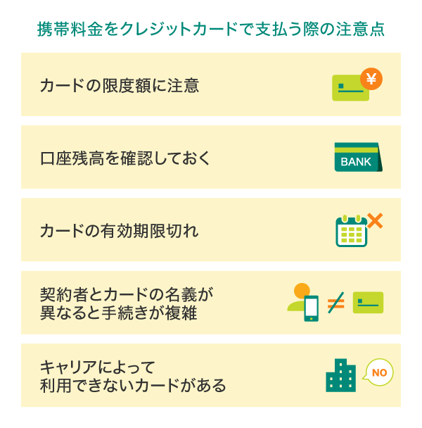 携帯料金をクレジットカードで支払う際の注意点
