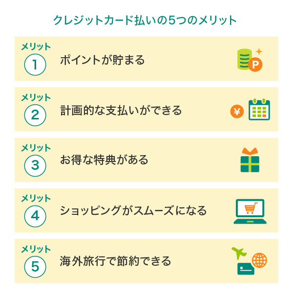 クレジットカード払いの5つのメリット