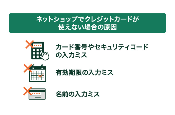 ネットショップでクレジットカードが使えない場合の原因