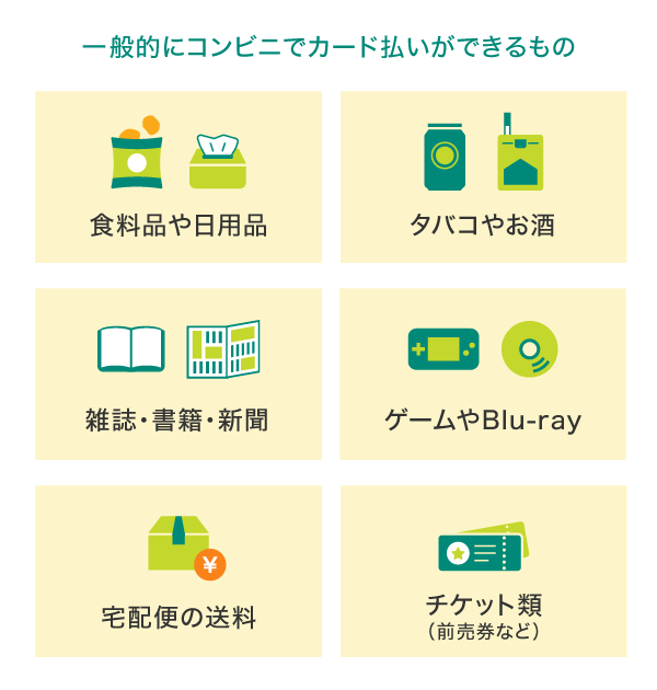 コンビニでクレジットカード払いができるもの