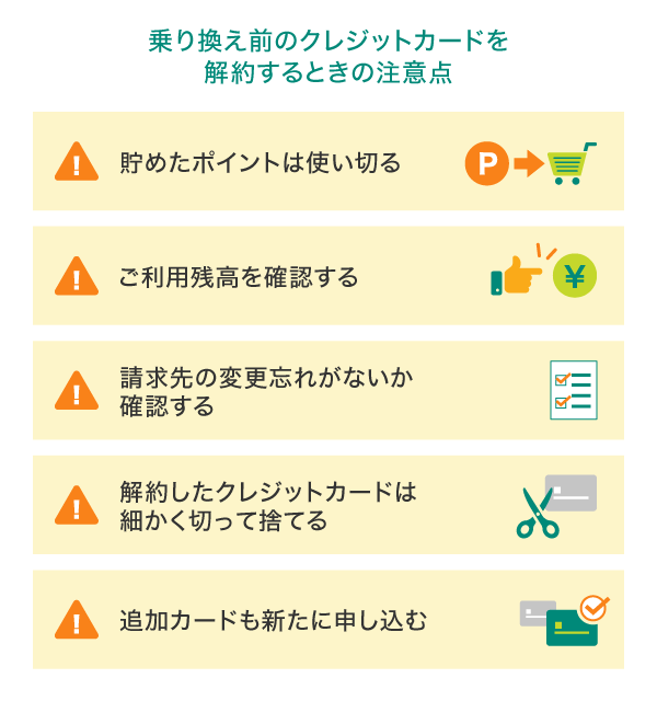 乗り換え前のクレジットカードを解約するときの注意点