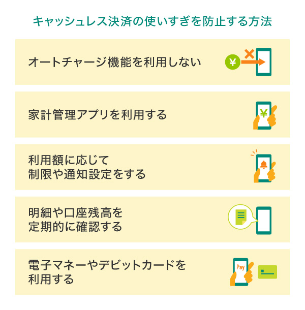 キャッシュレス決済の使いすぎを防止する方法