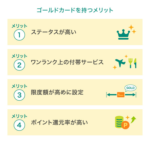 ゴールドカードを持つメリット