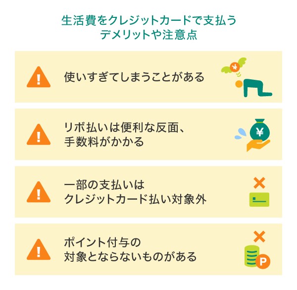 生活費をクレジットカードで支払うデメリットや注意点