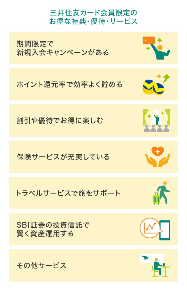 三井住友カード会員限定のお得な特典・優待・サービス
