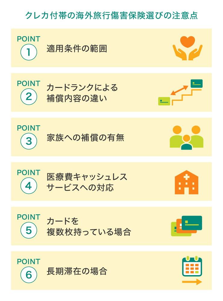 クレカ付帯の海外旅行傷害保険選びの注意点