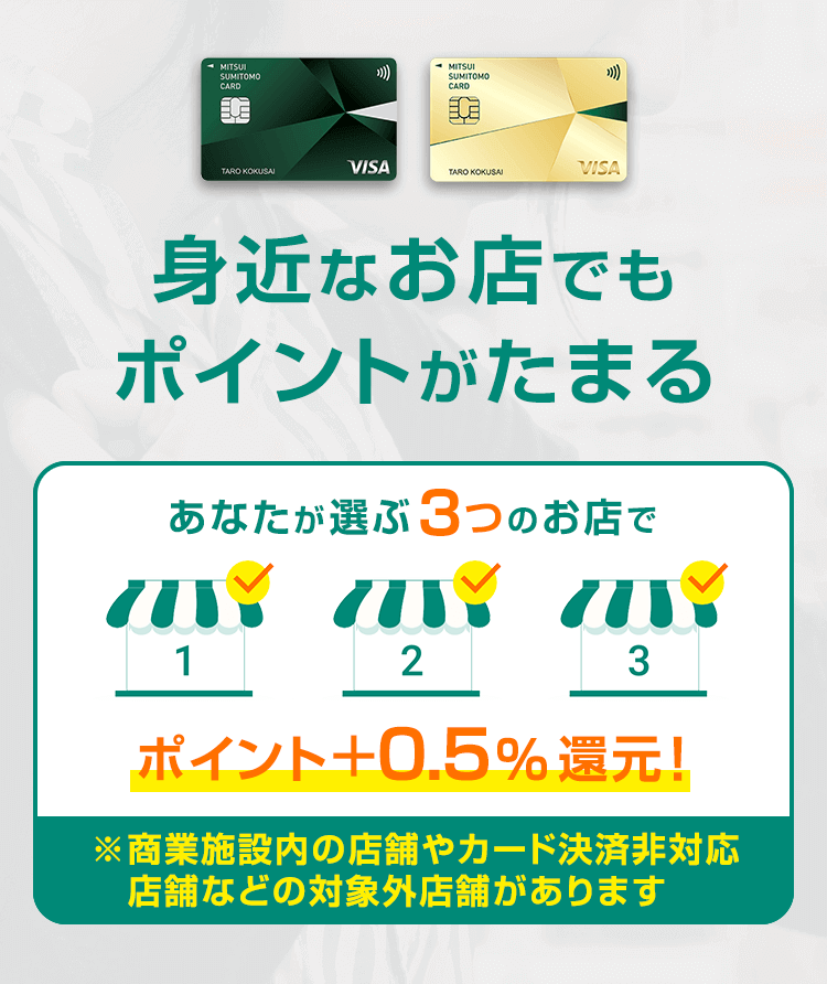 選んだお店でポイント＋0.5％！