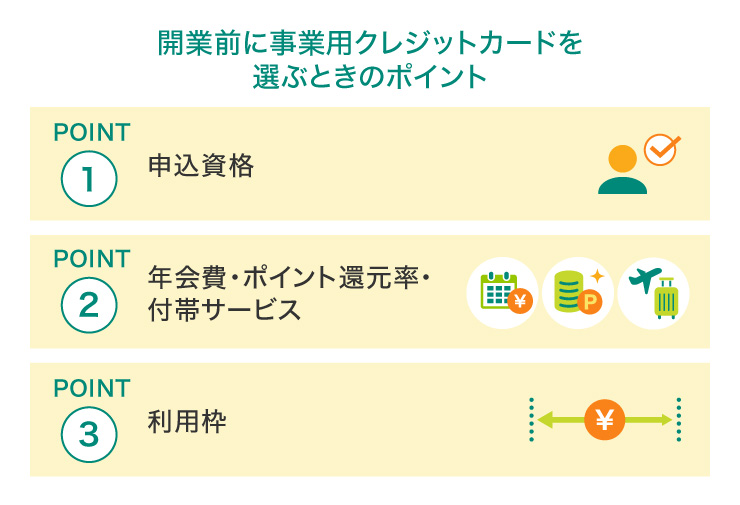 開業前に事業用クレジットカードを選ぶときのポイント