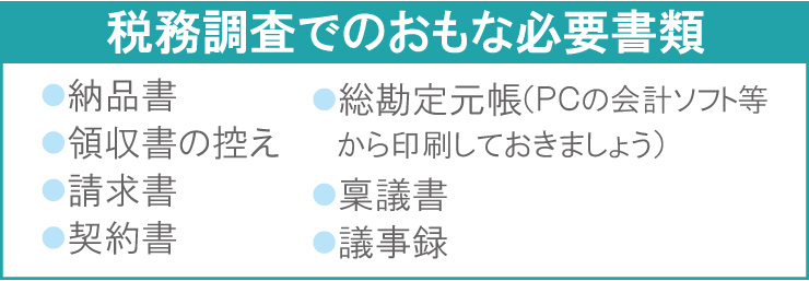 税務調査でのおもな必要書類