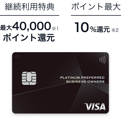 継続利用特典最大40,000ポイント還元 ポイント最大10％％還元