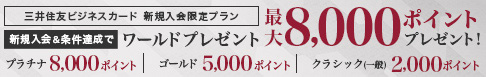 三井住友カードビジネスオーナーズ 新規入会&ご利用で最大10,000円相当のVポイントプレゼント！