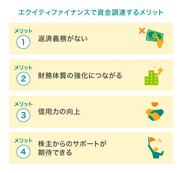 エクイティファイナンスで資金調達するメリット
