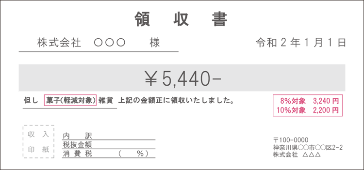 書き方 領収 の 軽減 書 税率