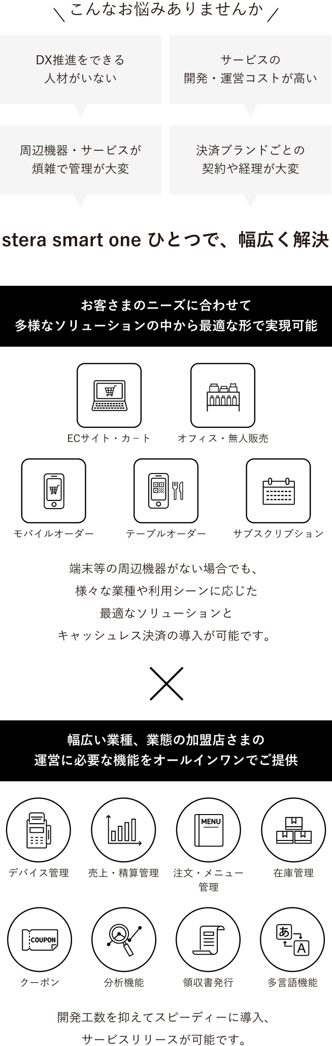 stera smart oneひとつで、幅広く解決