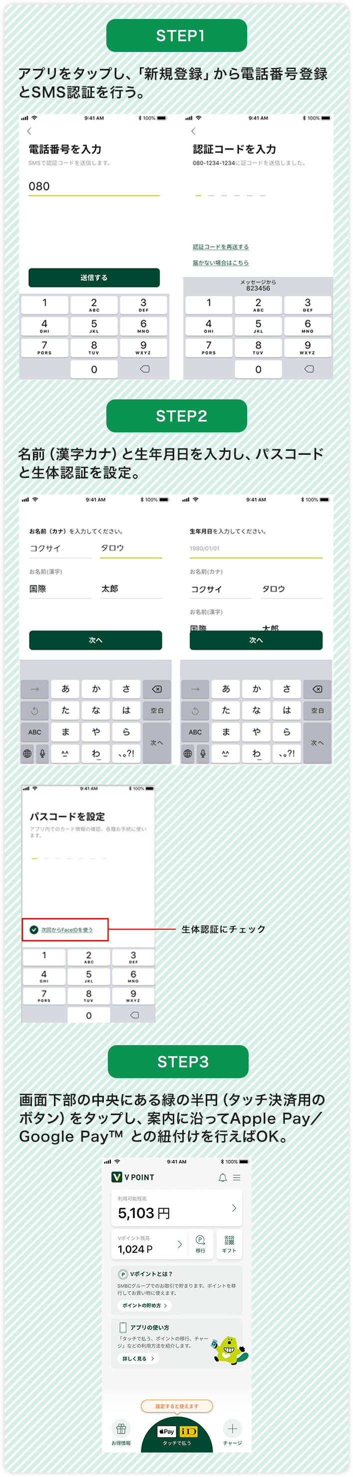 Vポイントアプリ 登録ステップ