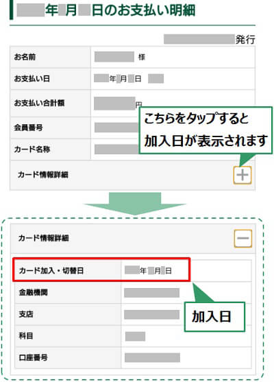 カード加入日は明細書で確認を