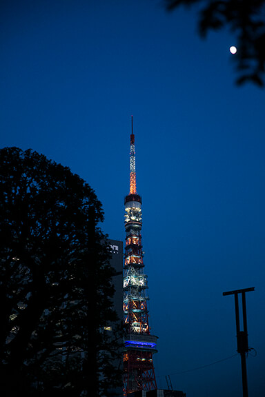 テラス席から見える東京タワー