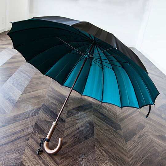 紳士用雨傘 シャドウ－16－ブラック／グリーン 葡萄（ぶどう）　イメージ