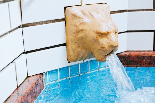 関東の銭湯ではなかなか見ない、ライオンの注水口