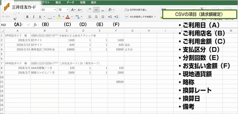 ご利用明細の見かた クレジットカードの三井住友visaカード