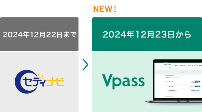 2024年11月30日まで（予定）セディナビ 2024年12月1日から（予定）Vpass