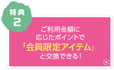 ご利用金額に 応じたポイントで「会員限定アイテム」と交換できる！