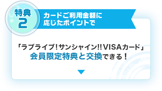 特典2 カードご利用金額に応じたポイントでラブライブ！サンシャイン!!VISAカード」会員限定特典と交換できる！