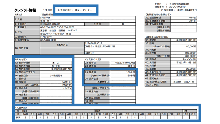 開示報告書の例(CIC)