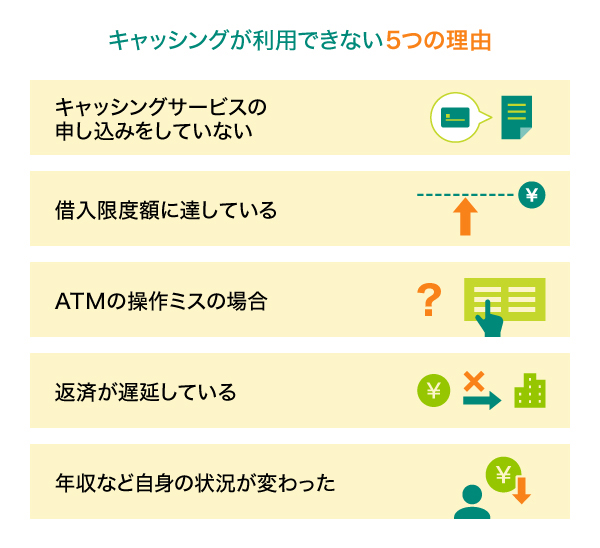 キャッシングが利用できない5つの理由