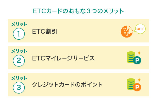 ETCカードのおもな3つのメリット