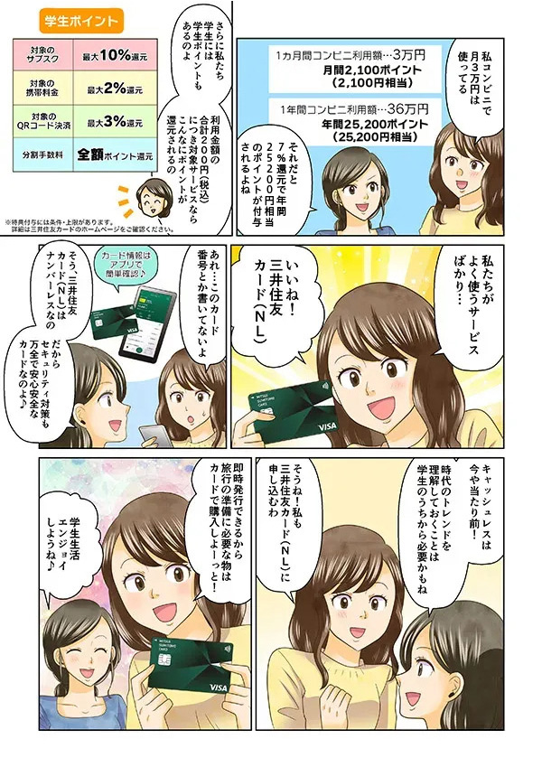 クレジットカードを持つメリットの話をする姉とそれを聞いてクレジットカードを作る決心をする妹 漫画