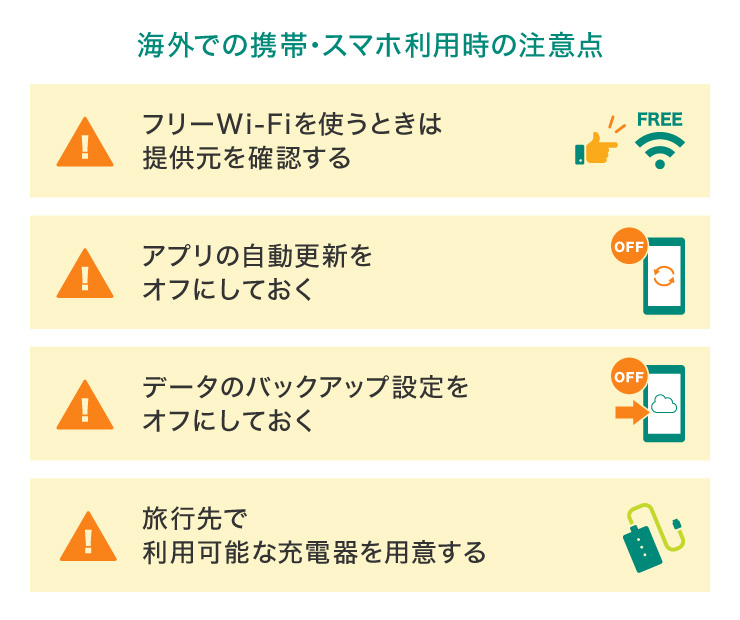 海外で携帯電話・スマホを使う際の注意点