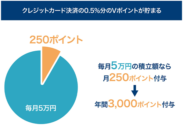 クレジットカード決済の0.5%分のVポイントが貯まる
